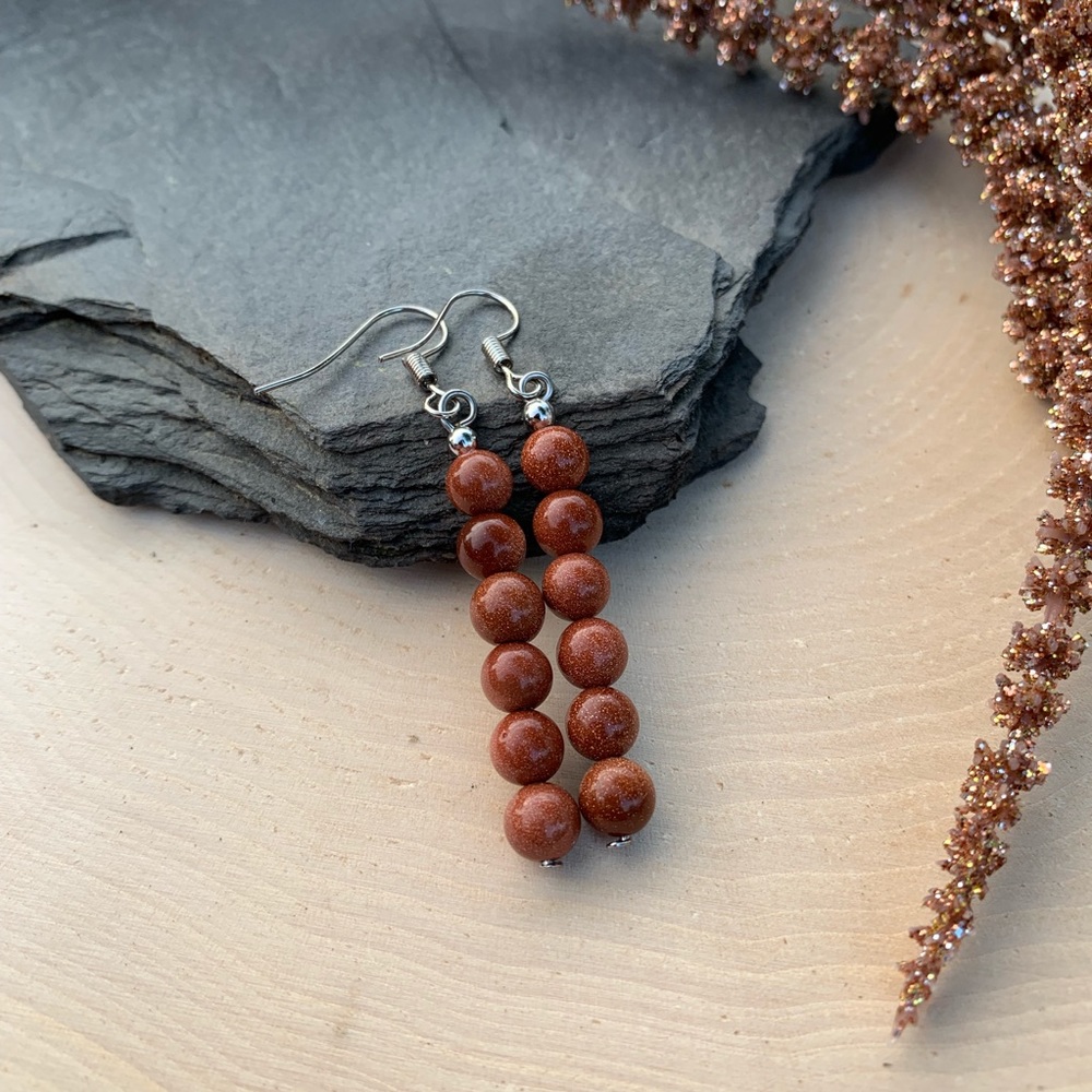 Gold Sandstone silver earrings